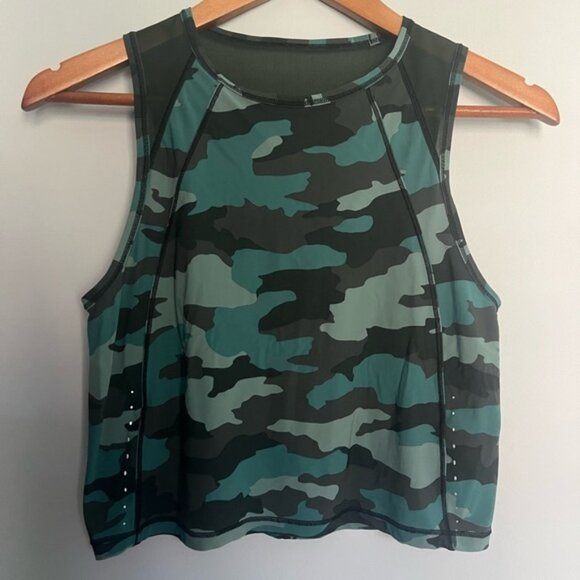 lululemon athletica Tops - Lululemon Invigorate Training Tank Top Camo Tidewater Teal Size 6